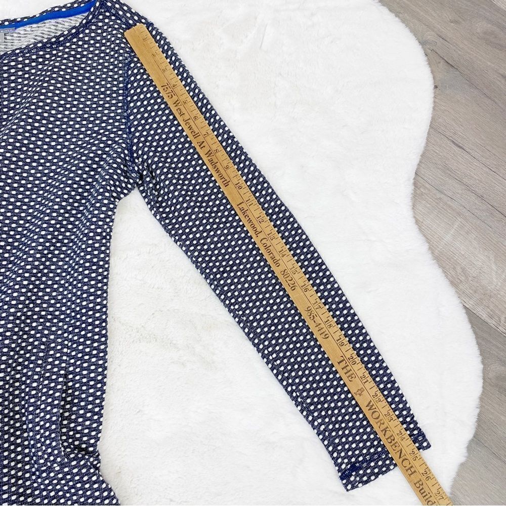 Talbots Polkadot Knit Kangaroo Pocket Pullover Top Blue White Small‎ - Picture 12 of 13